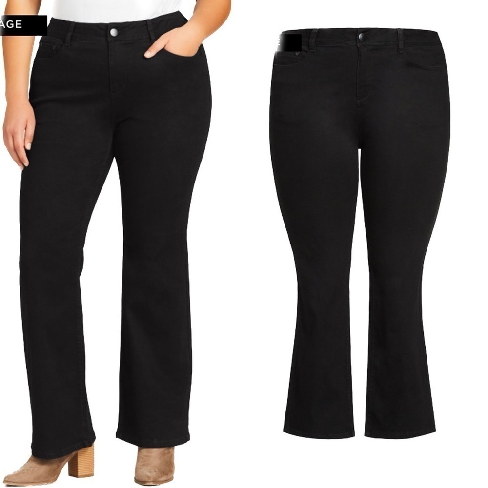 Avenue Supportive Stretch Elastic Waistband Bootleg Jean Black Average (JNO2.5)